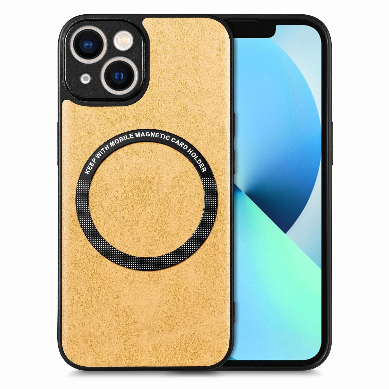 Pouzdro na mobilní telefon pro montáž do auta kompatibilní s MagSafe pro iPhone 13 Kovový kroužek PC TPU potažený PU kůží Pouzdro na mobilní telefon pro montáž do auta kompatibilní s MagSafe pro iPhone 13 Kovový kroužek PC TPU potažený PU kůží